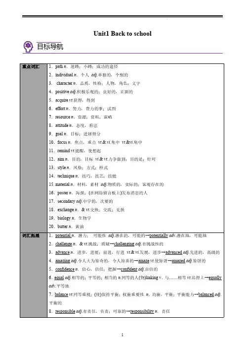 2020新译林版高中英语必修一单元重点知识点归纳总结及配套练习(unit1)
