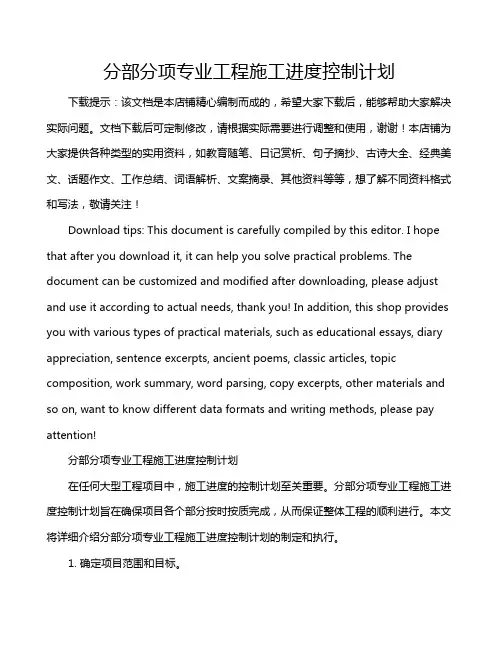 分部分项专业工程施工进度控制计划