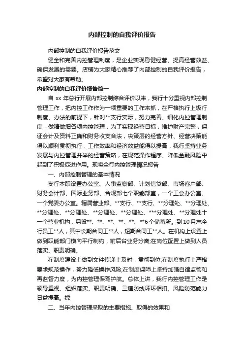 内部控制的自我评价报告
