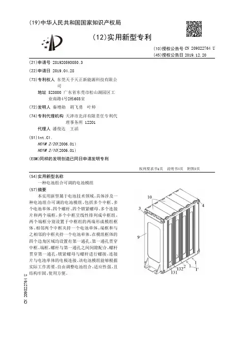 【CN209822764U】一种电池组合可调的电池模组【专利】