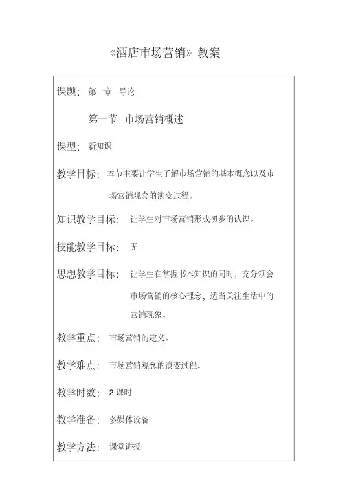 酒店市场营销教案