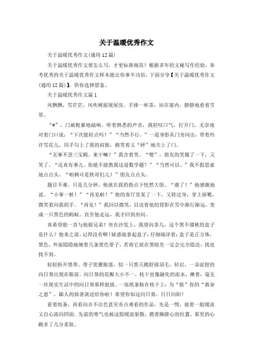 关于温暖优秀作文