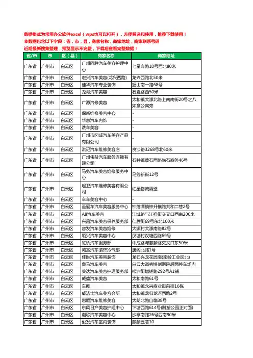2020新版广东省广州市白云区汽车装饰工商企业公司商家名录名单联系电话号码地址大全433家