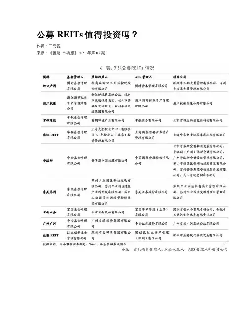 公募REITs值得投资吗？
