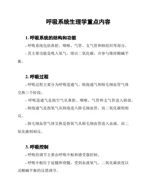 呼吸系统生理学重点内容