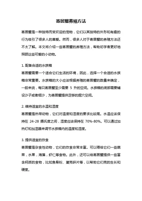 寄居蟹养殖方法