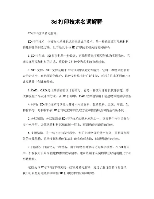 3d打印技术名词解释
