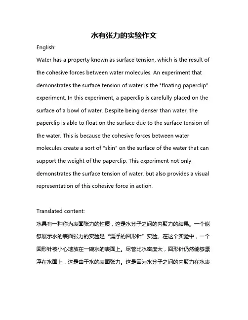 水有张力的实验作文