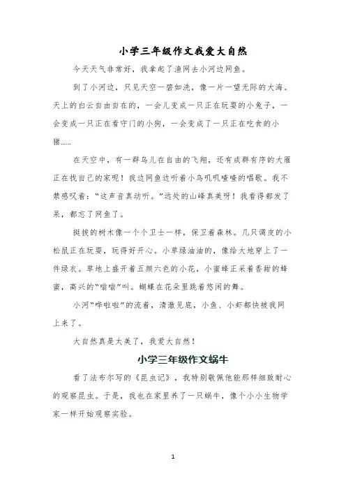 小学三年级作文我爱大自然
