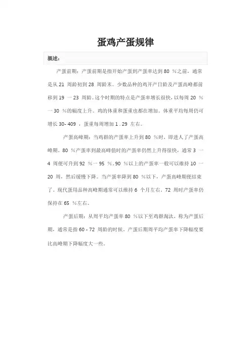 蛋鸡产蛋规律