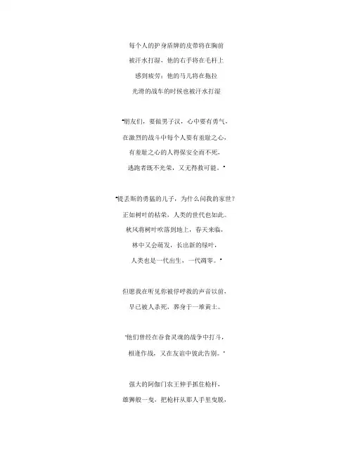 《伊利亚特》读书笔记