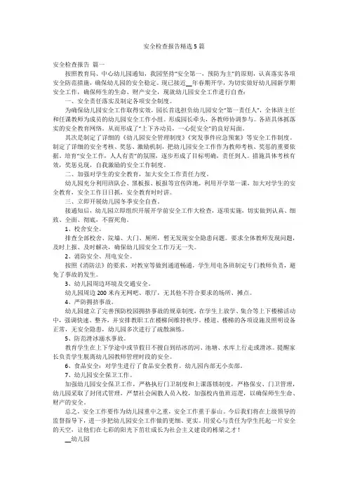 安全检查报告精选5篇