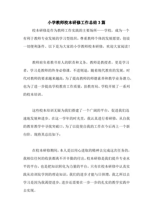 2020年小学教师校本研修工作总结3篇