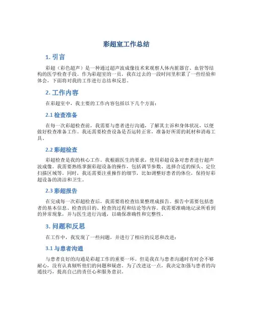 彩超室工作总结