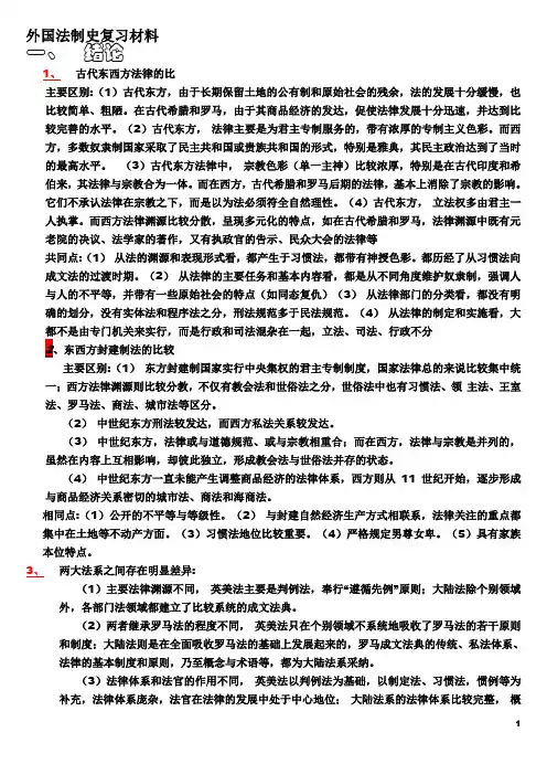 外国法制史复习材料