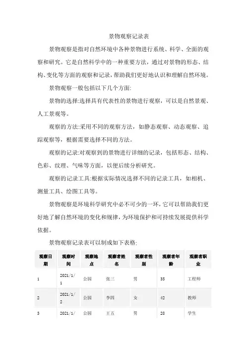 景物观察记录表