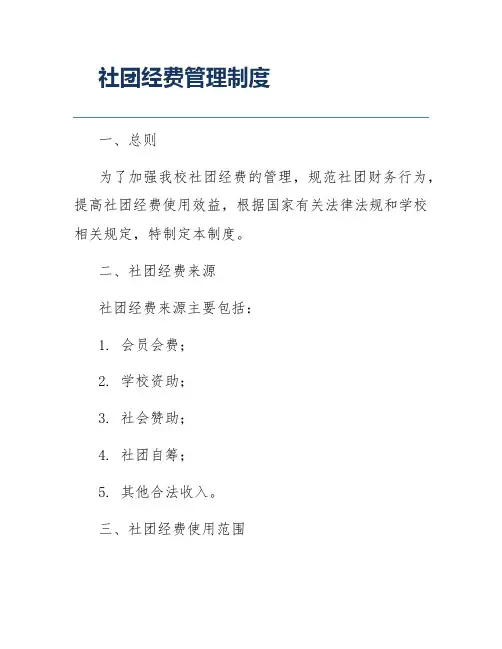社团经费管理制度