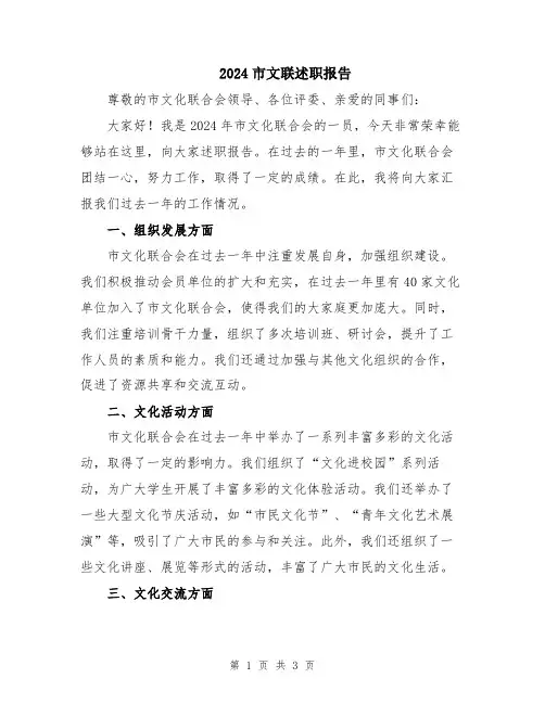 2024市文联述职报告