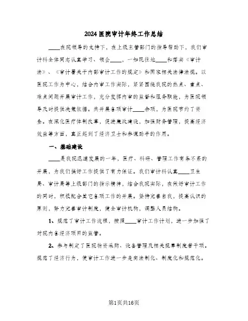 2024医院审计年终工作总结(4篇)