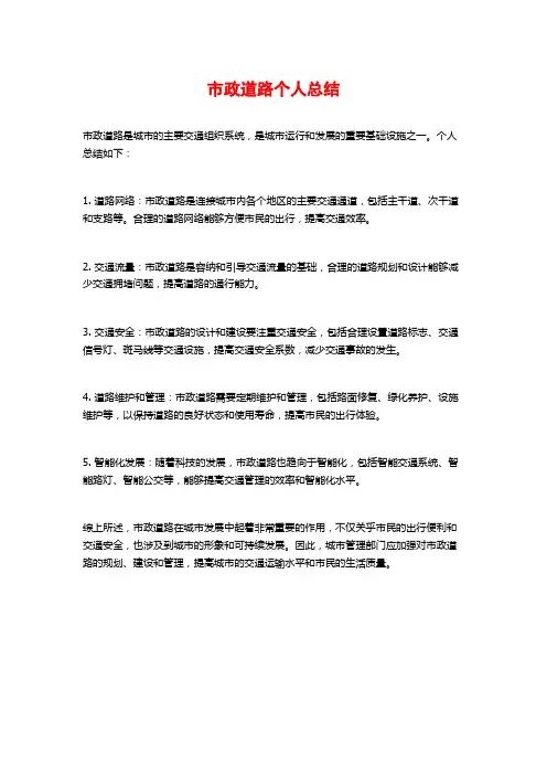 市政道路个人总结