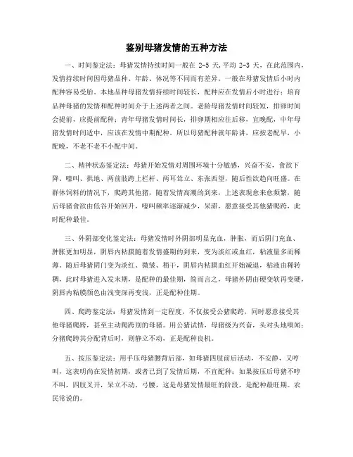 鉴别母猪发情的五种方法