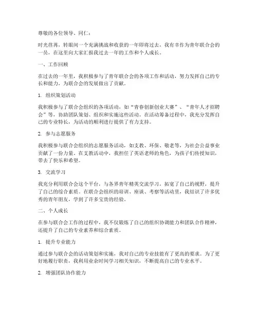 青年联合会个人工作总结