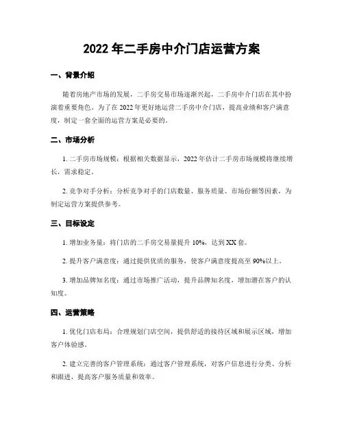 2022年二手房中介门店运营方案