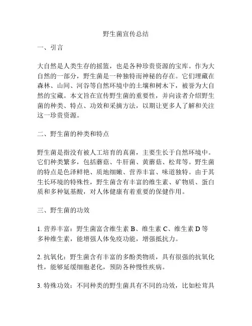 野生菌宣传总结