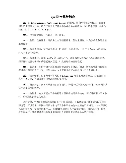ipx防水等级标准