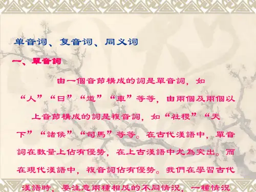 单音词、复音词、同义词