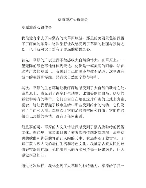草原旅游心得体会