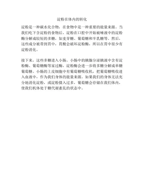 淀粉在体内的转化