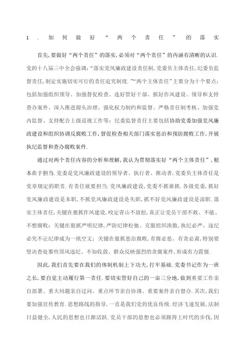 落实两个责任的问题及探索