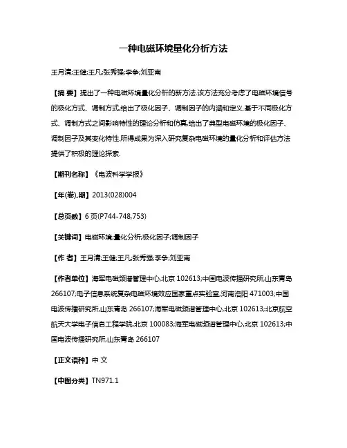 一种电磁环境量化分析方法