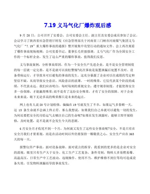 7.19义马气化厂爆炸观后感