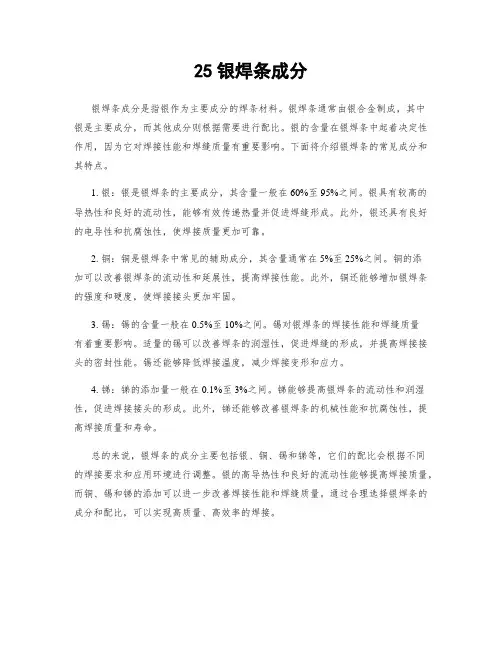 25银焊条成分