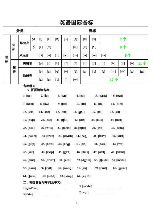 国际音标及练习