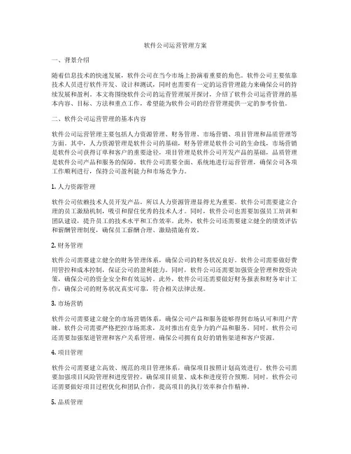 软件公司运营管理方案