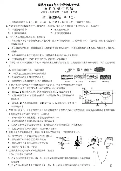 淄博市2020年初中学业水平考试