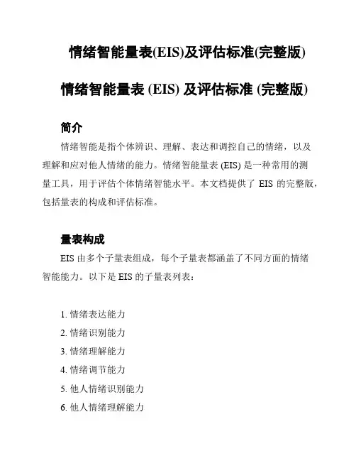 情绪智能量表(EIS)及评估标准(完整版)