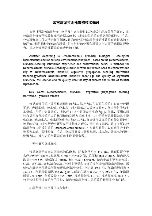 云南甜龙竹无性繁殖技术探讨