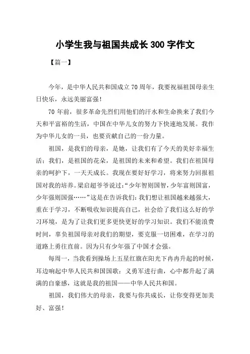 小学生我与祖国共成长300字作文