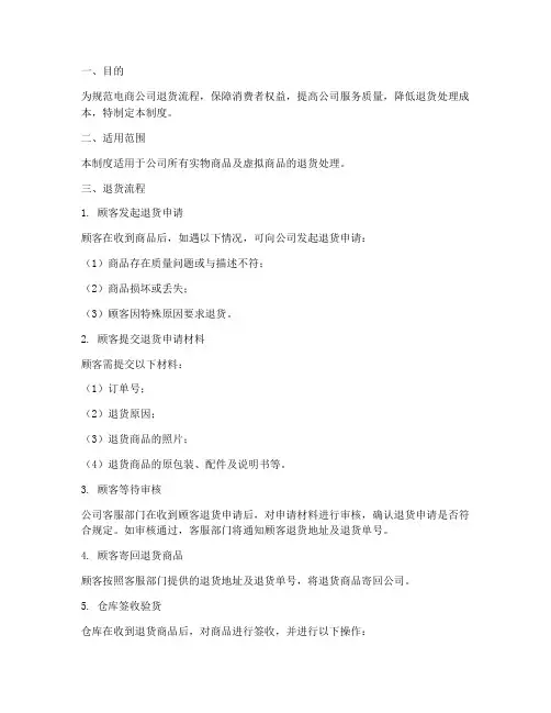 电商公司退货流程管理制度
