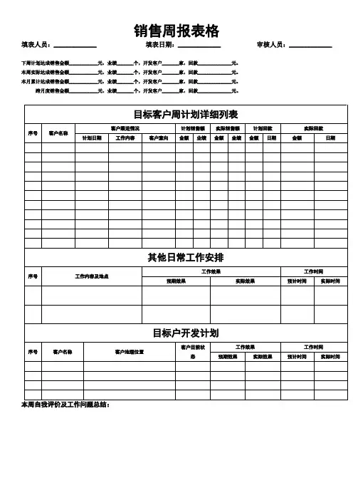 销售周报表格