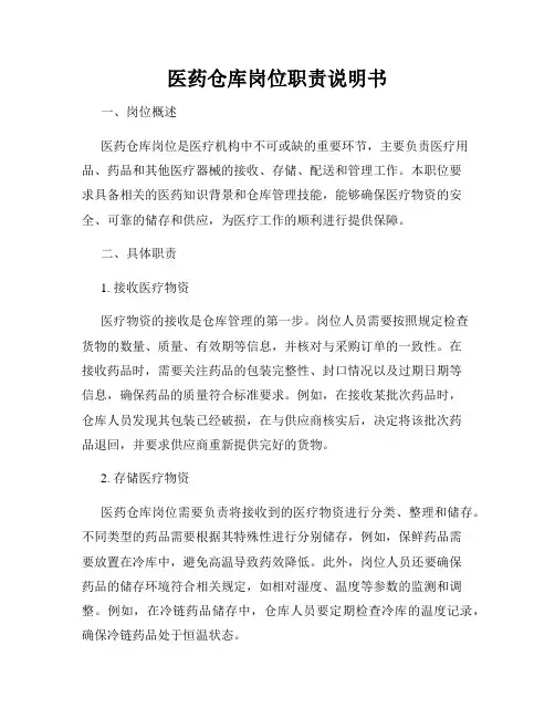 医药仓库岗位职责说明书