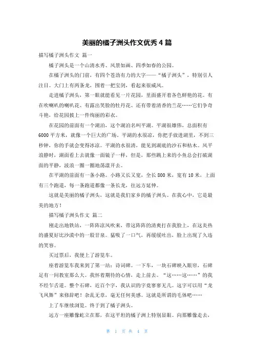 美丽的橘子洲头作文优秀4篇
