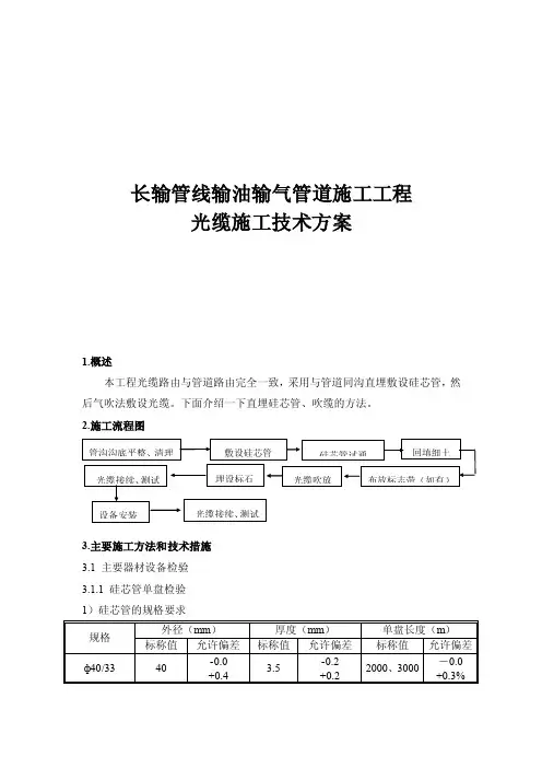 长输管线输油输气管道施工工程光缆施工技术方案