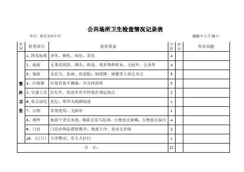 学校 创卫检查记录表