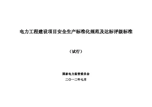 电力工程建设项目安全生产标准化规范及达标评级标准