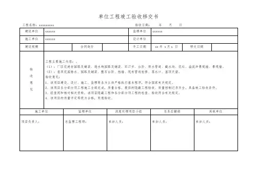 工程竣工验收证明书-(景观)